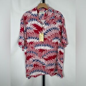 NWT Caribbean Printed Rayon Tropical Short Sleeve Woven Camp Shirt - Size XL